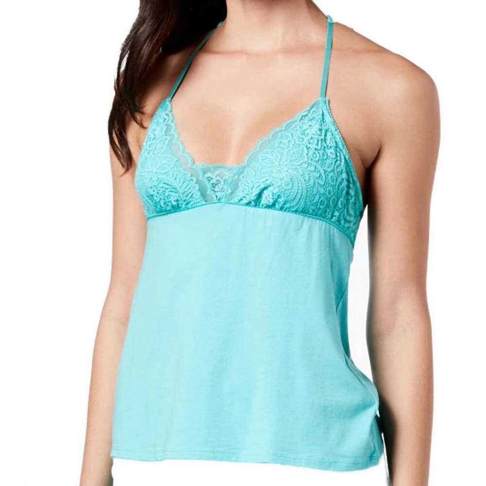 NEW LINEA DONATELLA v neck lace t back tank top in mint